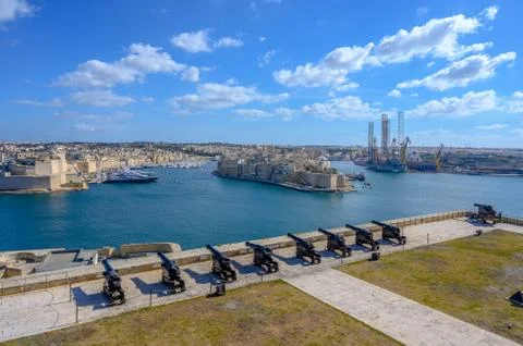 View of the 3 Cities from Valletta Foto stock