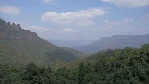 View of 3 Sisters from Blue Mountains National Park, Australia 4K Video stock 131386925