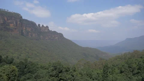 View of 3 Sisters, Katoomba, Australia 4K Stock Footage 131381069