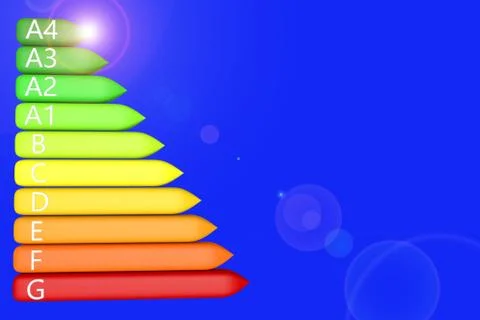 View 3D illustration energy classification residential and commercial 3D renderi Stock Illustration