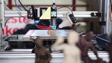 View of 3D printers in action Video stock 85404865