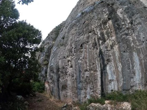 View of a 45-foot high section of the Parnitha (Fyli) fault, which was the ep Foto stock