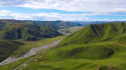 View of Aba Seda grassland plateau scenery Stock Footage 281170946