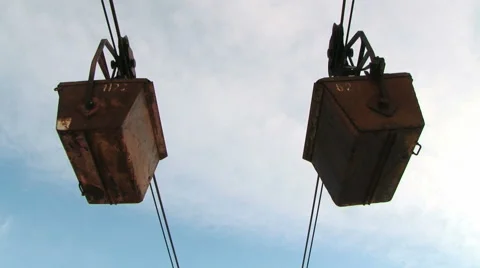 View to the abandoned arctic coal mine equipment  in Longyearbyen, Norway. Stock Footage 60438592