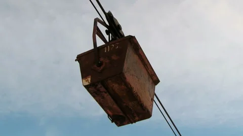 View to the abandoned arctic coal mine equipment  in Longyearbyen, Norway. Stock Footage 60438679