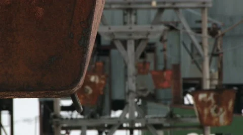 View to the abandoned arctic coal mine equipment  in Longyearbyen, Norway. Stock Footage 60438935