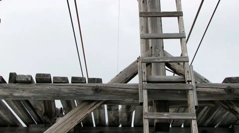 View to the abandoned arctic coal mine equipment  in Longyearbyen, Norway. Vídeo Stock 60439119