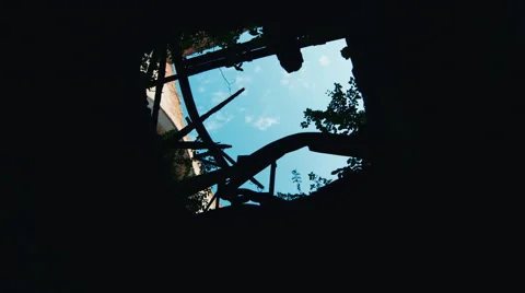 View from the abandoned basement Stock Footage 54233413