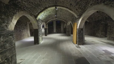 View of Abandoned Empty old cellar Stock Footage 147323184