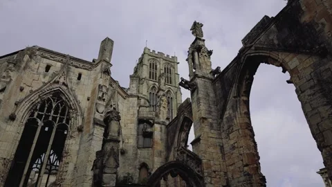 View Of The Abandoned Medieval Cathedral (Howden Minster, England) Video stock 293720588