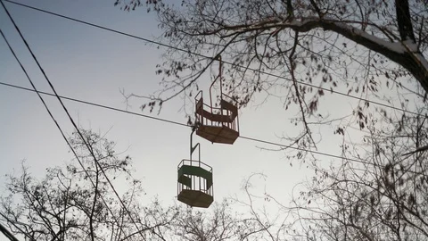 View of the Abandoned Suspended Road on the Background of the Sky Stock Footage 101714342
