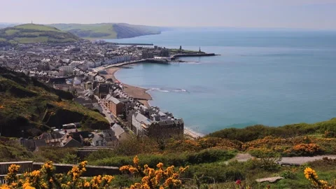 View to Aberystwyth town from Constitution Hill Vídeos de archivo 342118473