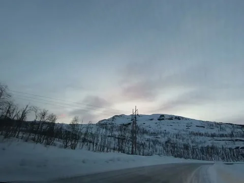 View of Abisko National Park from inside the Car Stock Footage 149623295