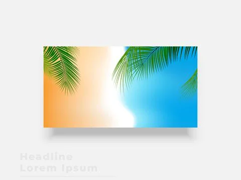 View from above. Beach with palm trees. Stock Illustration