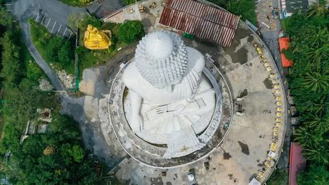 View from above of the big Buddha's head marble in Phuket Stock Photos
