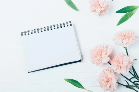 View from above on blank notepad 库存照片