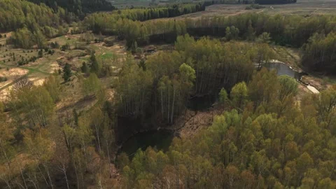 View from above on a blue lake, camera moves slowly, nature trip 動画素材 308907856