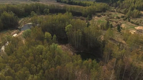 View from above on a blue lake, camera moves slowly, nature trip Stock Footage 308907956