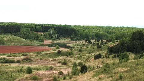 View from above on a blue lake, camera moves slowly, nature trip Stock Footage 308907992