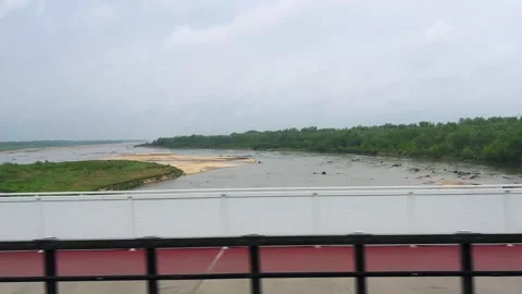 View from above from a bus window on the Vistula River in Poland. Stock Footage 311952969