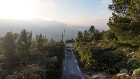 View from above of a car driving Stock Footage 276487751