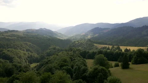 View from above carpathian mountains range on sunset Stock Footage 161701886