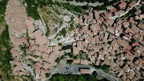 View from above of Cervara an Ancient medieval village perched on rock spur Stock Footage 92467818
