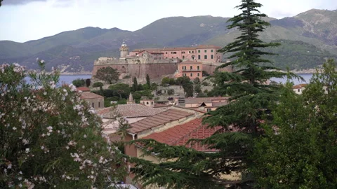 View from above of the city rooftops and the old fortress. Vidéo 329481850