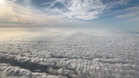 View above the clouds, sun and blue sky Stock Footage 218267548