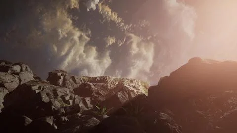 View above cloudscape and mountains 스톡 일러스트