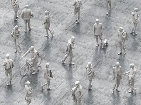 View from above the crowd. Concept of dangerous subject regarding terrorism Ilustración de archivo