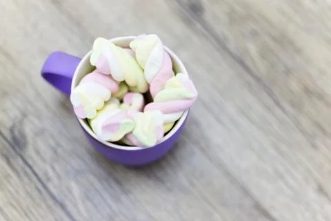 View from above at cup of marshmallows. Stock Photos