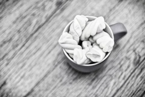 View from above at cup of marshmallows. Stock Photos