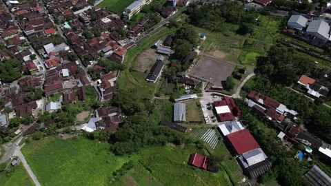View from above of dense settlements in the city Stock Footage 258719498