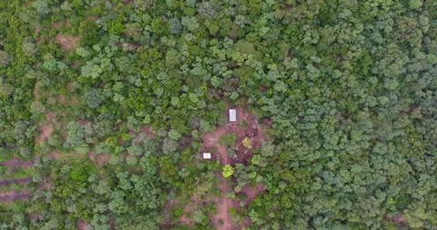 View From Above with Drone of Cattle Barn and around it Stock Footage 156480370