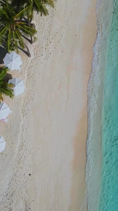 View from above at empty beach at sunny day Stock Footage 303956807