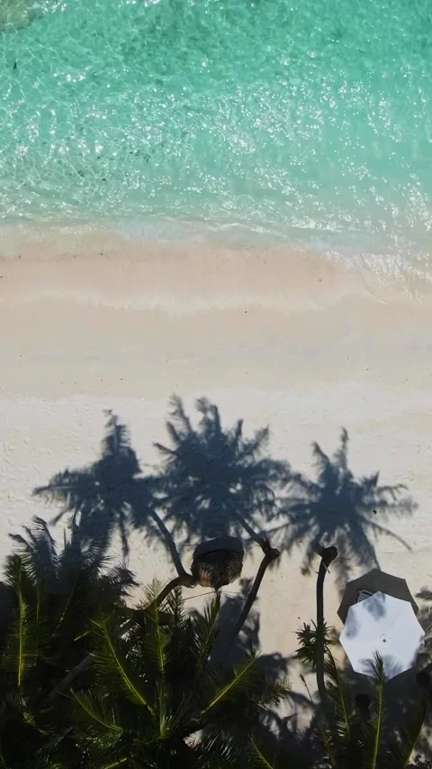 View from above at empty beach at sunny day Stock Footage 303956933