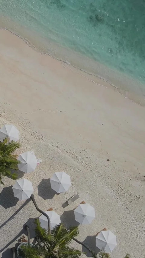 View from above at empty beach at sunny day Stock Footage 303957037