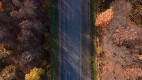 View from above of the empty track in the rays of the setting sun. Beautiful Stock Footage 163195311