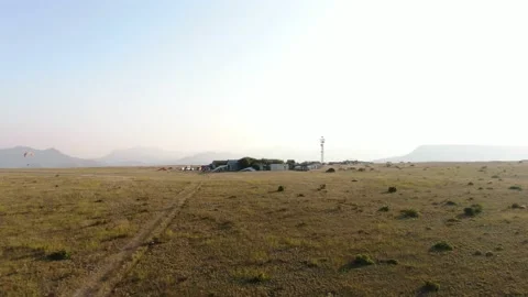 View from above on the flight base of paragliders Stock Footage 132191455