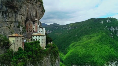 View from above flying over beautiful hilly terrain nature valley covered by Stock Footage 108804162