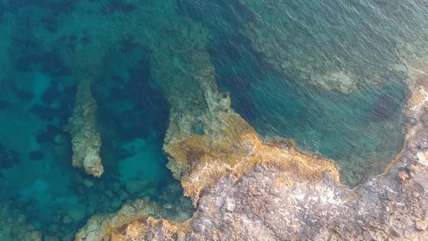 View from above of heart shape natural pool at lagoon Stock Footage 87944293