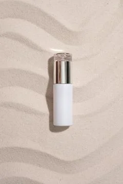 View from above of a high-end cosmetics bottle without a label displayed on.. Stock Photos