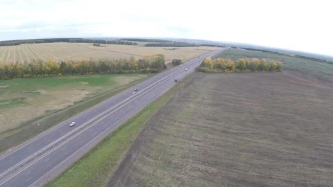 View from above. Highway. Highway Stock Footage 136457238