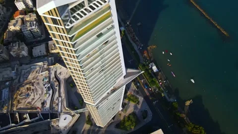 View from above on Limassol buildings, evening Cyprus Stock Footage 312920217