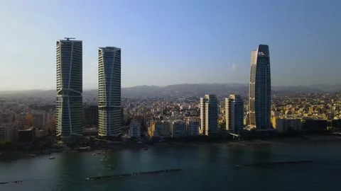 View from above on Limassol buildings, evening Cyprus Stock Footage 312925902