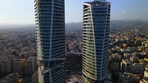 View from above on Limassol buildings, evening Cyprus Stock Footage 312929370