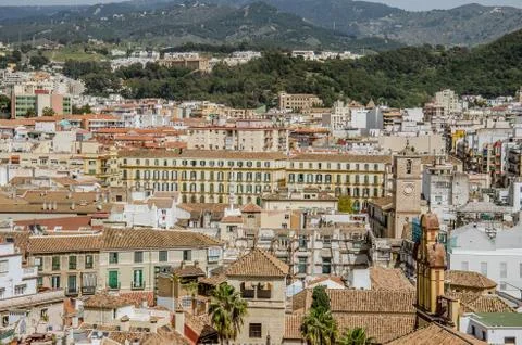 View above Malaga, from the Cathedral's rooftop Stock Photos