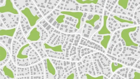 View from above the map buildings. Gps map navigation to own house. Detailed Stock Illustration
