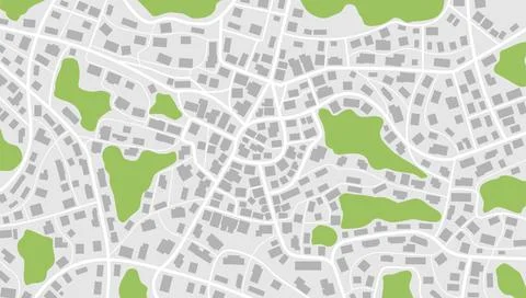 View from above the map buildings. Gps map navigation to own house. Detailed Stock Illustration